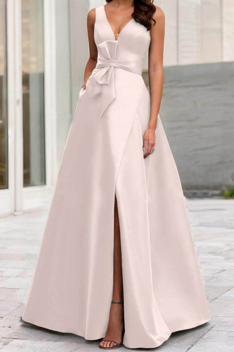 Elegant A Line V Neck Sleeveless Mother of the Bride Dress
