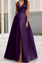 Elegant A Line V Neck Sleeveless Mother of the Bride Dress