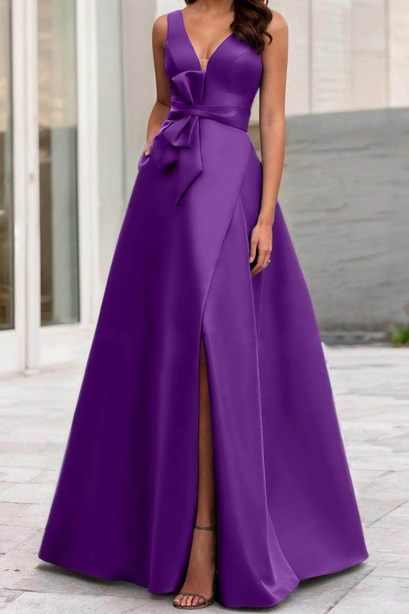 Elegant A Line V Neck Sleeveless Mother of the Bride Dress