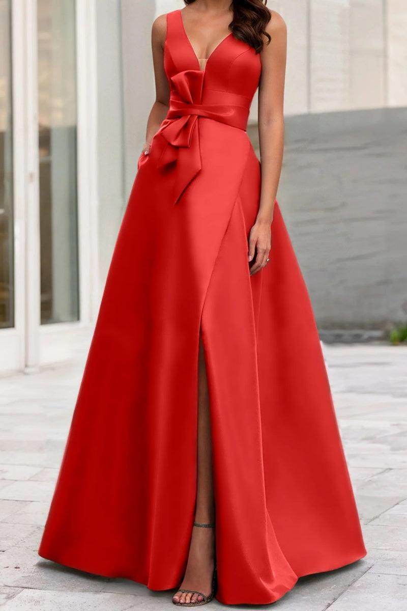 Elegant A Line V Neck Sleeveless Mother of the Bride Dress