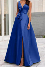 Elegant A Line V Neck Sleeveless Mother of the Bride Dress