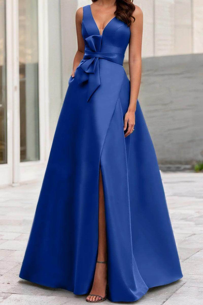 Elegant A Line V Neck Sleeveless Mother of the Bride Dress