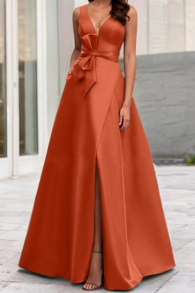 Elegant A Line V Neck Sleeveless Mother of the Bride Dress