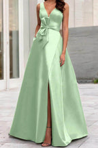 Elegant A Line V Neck Sleeveless Mother of the Bride Dress