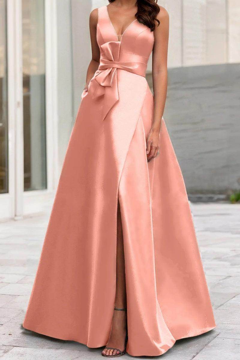 Elegant A Line V Neck Sleeveless Mother of the Bride Dress