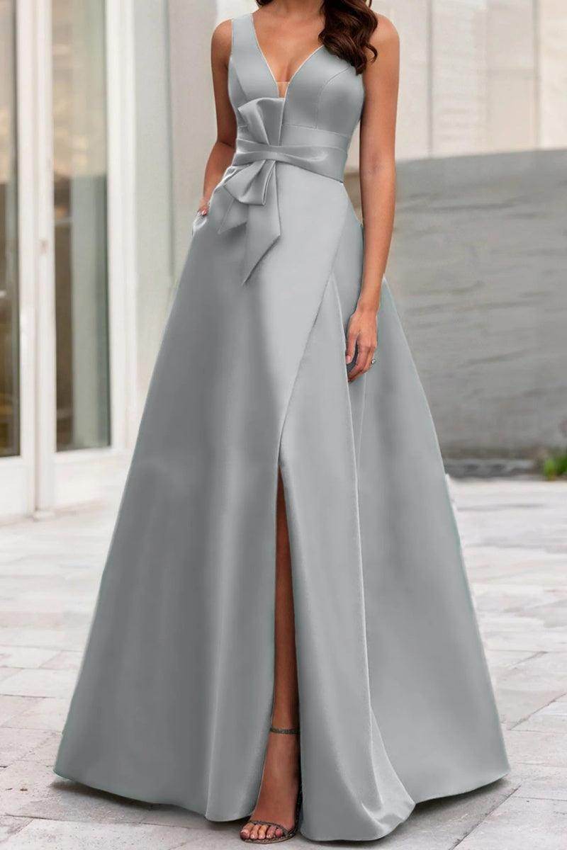 Elegant A Line V Neck Sleeveless Mother of the Bride Dress