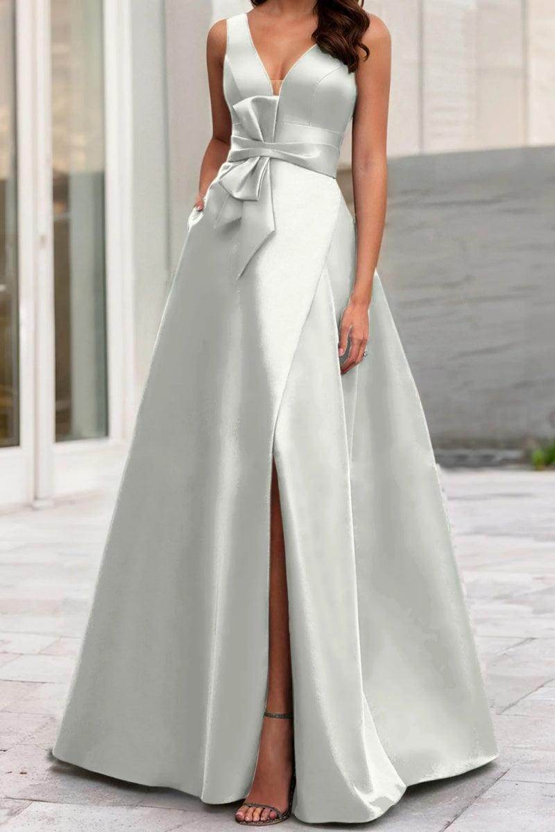 Elegant A Line V Neck Sleeveless Mother of the Bride Dress