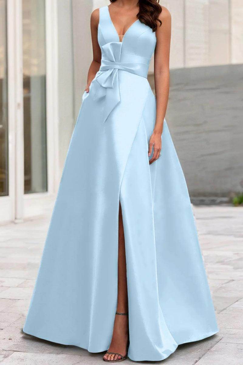 Elegant A Line V Neck Sleeveless Mother of the Bride Dress