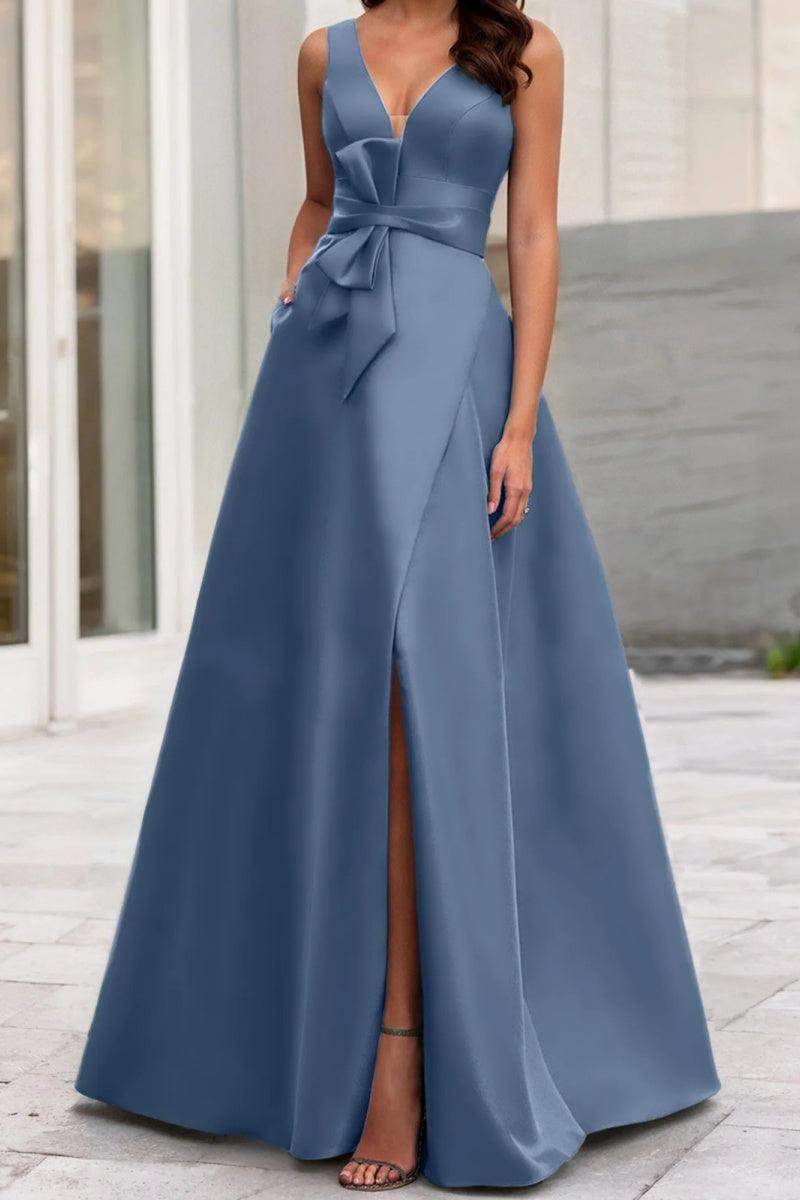 Elegant A Line V Neck Sleeveless Mother of the Bride Dress
