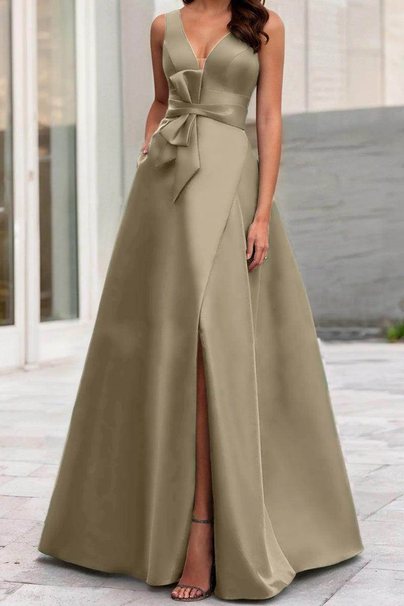 Elegant A Line V Neck Sleeveless Mother of the Bride Dress