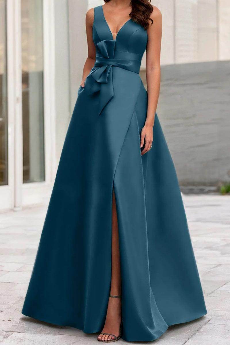 Elegant A Line V Neck Sleeveless Mother of the Bride Dress