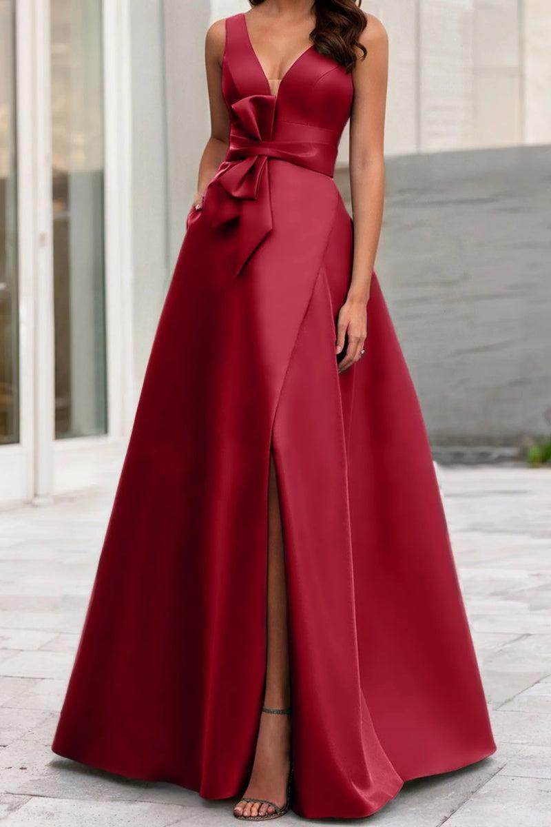 Elegant A Line V Neck Sleeveless Mother of the Bride Dress