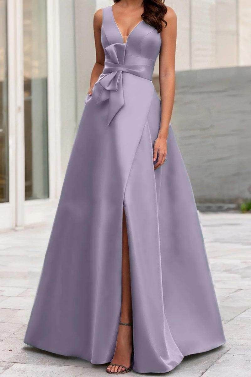 Elegant A Line V Neck Sleeveless Mother of the Bride Dress