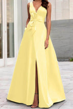 Elegant A Line V Neck Sleeveless Mother of the Bride Dress