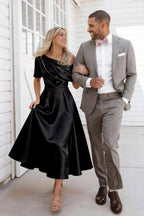 Elegant A Line One shoulder Half Sleeve Ankle Length Mother of the Bride Dress