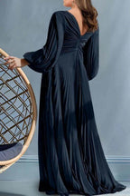 Elegant A Line V Neck with Ruched Mother of the Bride Dress