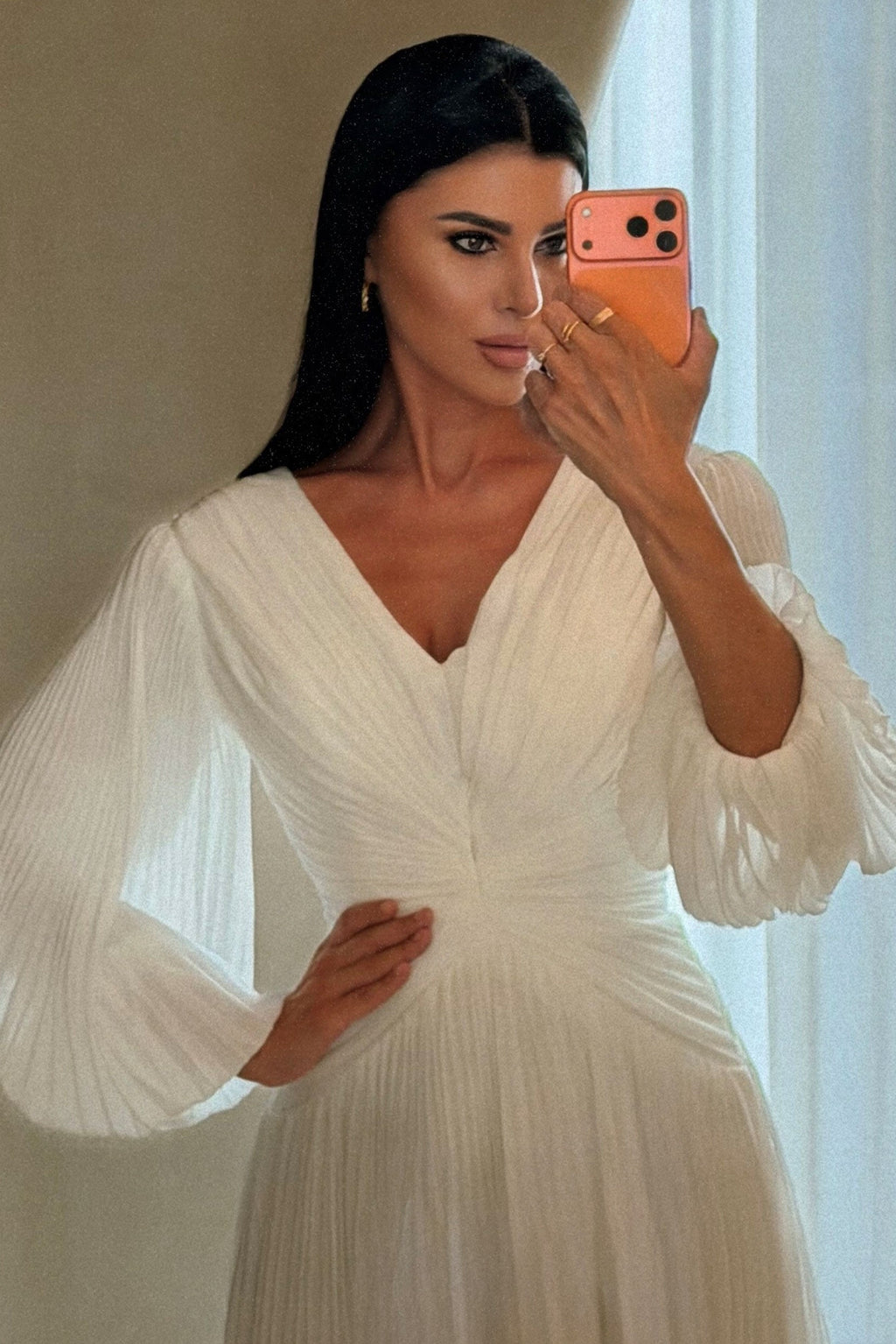 Elegant A Line V Neck with Ruched Mother of the Bride Dress