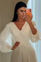 Elegant A Line V Neck with Ruched Mother of the Bride Dress