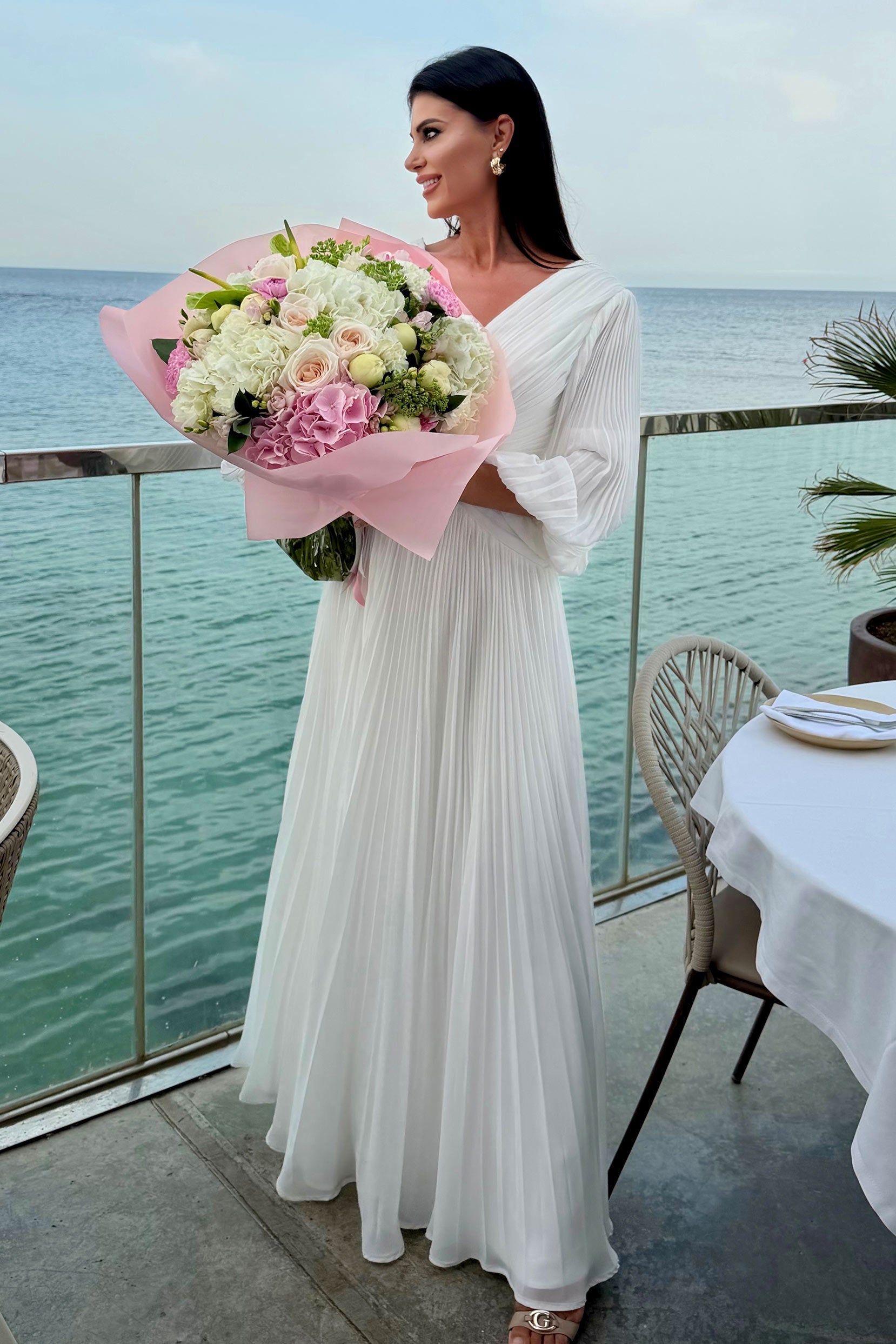 Elegant A Line V Neck with Ruched Mother of the Bride Dress