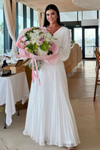 Elegant A Line V Neck with Ruched Mother of the Bride Dress