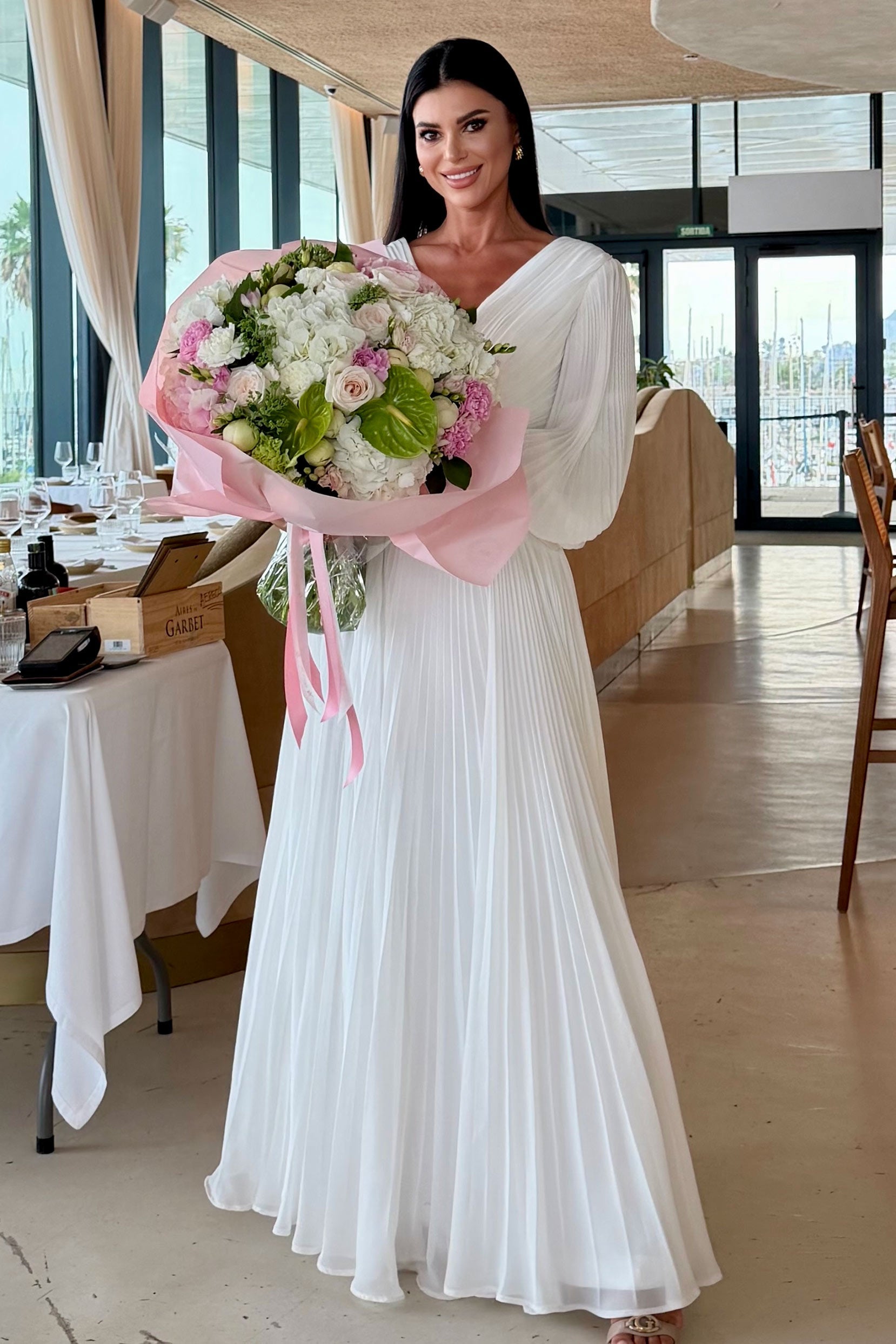 Elegant A Line V Neck with Ruched Mother of the Bride Dress
