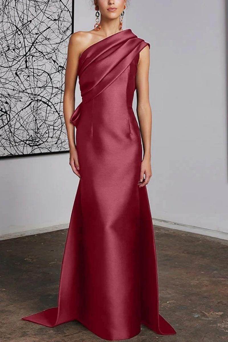 Elegant Sheath Column One Shoulder Mother of the Bride Dress