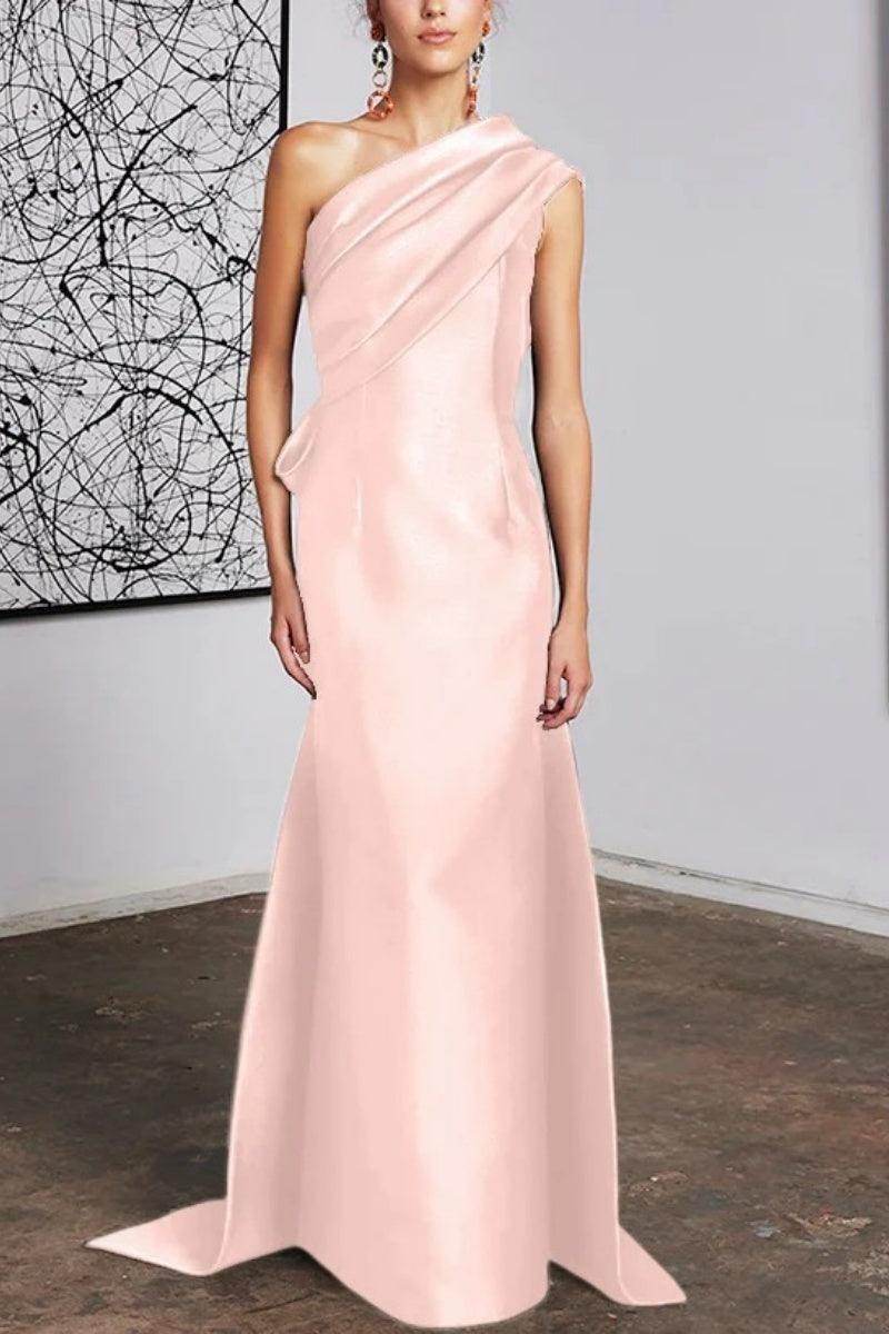 Elegant Sheath Column One Shoulder Mother of the Bride Dress