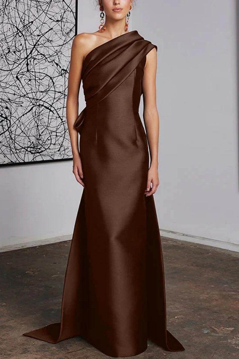 Elegant Sheath Column One Shoulder Mother of the Bride Dress