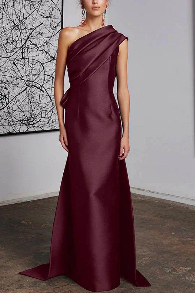 Elegant Sheath Column One Shoulder Mother of the Bride Dress