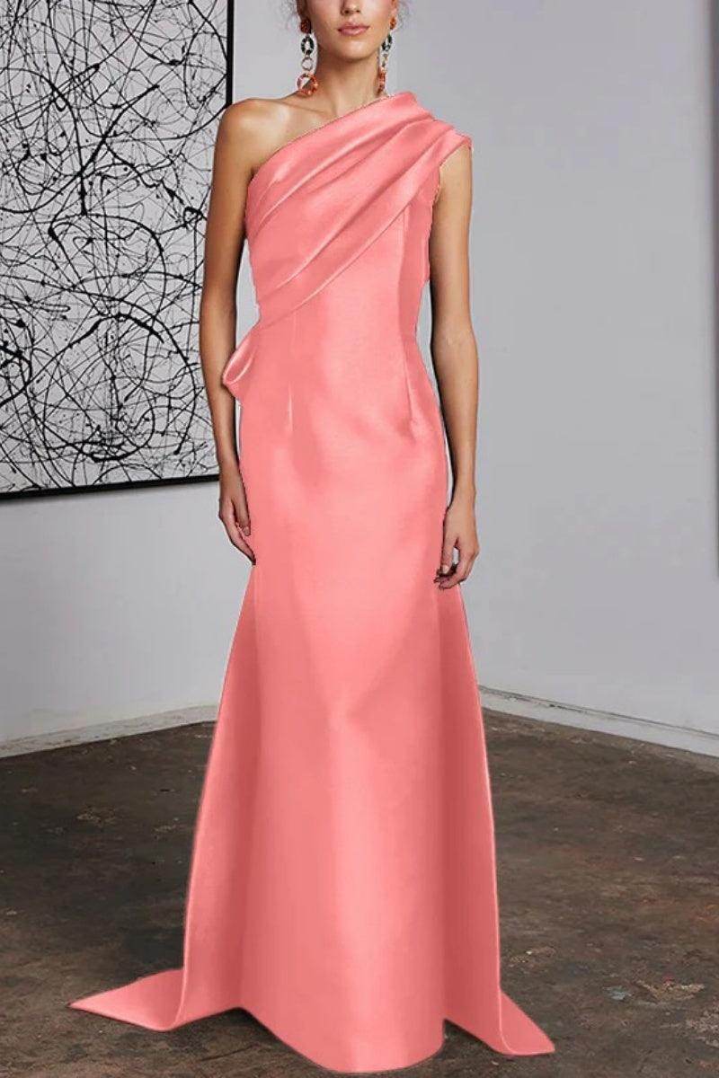 Elegant Sheath Column One Shoulder Mother of the Bride Dress