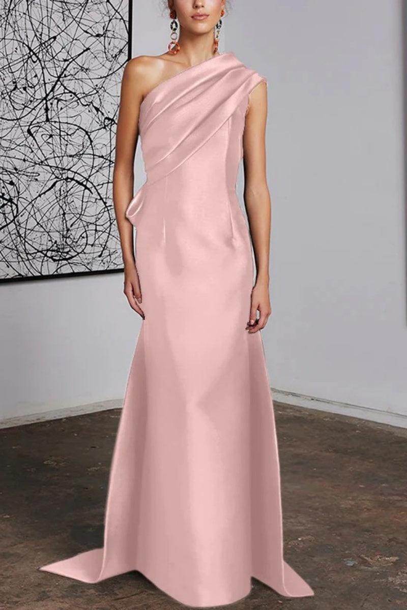 Elegant Sheath Column One Shoulder Mother of the Bride Dress