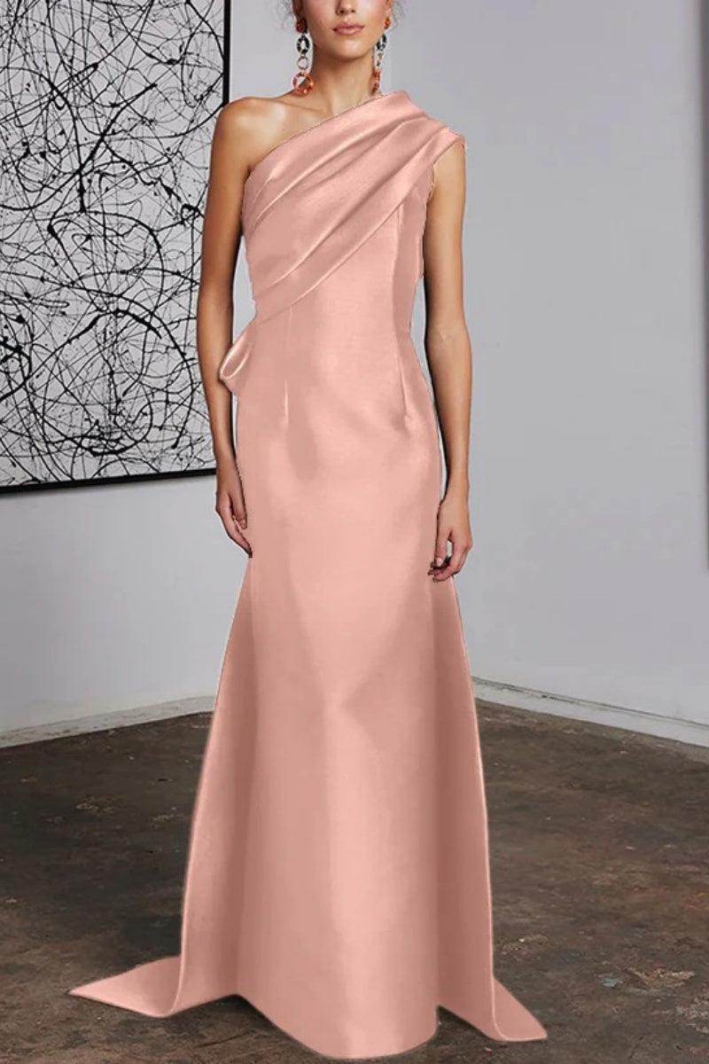 Elegant Sheath Column One Shoulder Mother of the Bride Dress