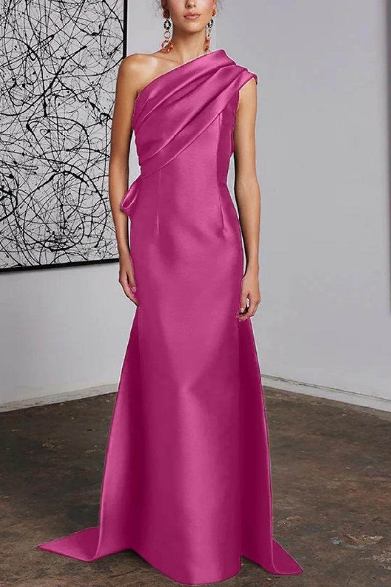 Elegant Sheath Column One Shoulder Mother of the Bride Dress