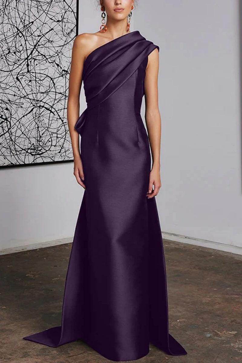 Elegant Sheath Column One Shoulder Mother of the Bride Dress