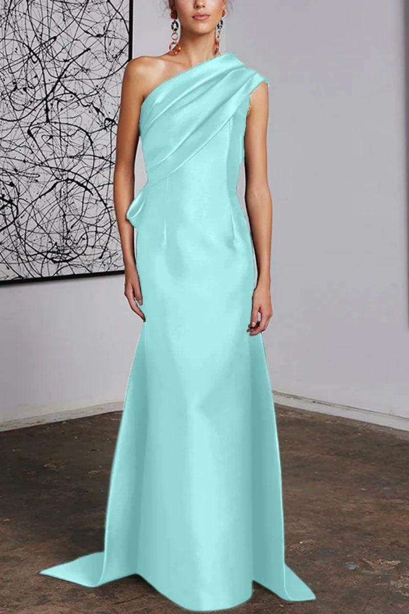 Elegant Sheath Column One Shoulder Mother of the Bride Dress