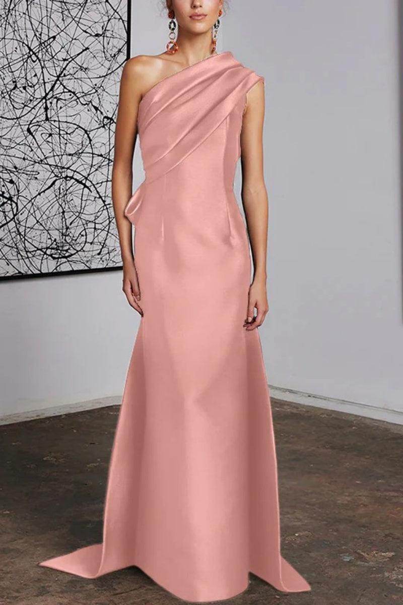 Elegant Sheath Column One Shoulder Mother of the Bride Dress