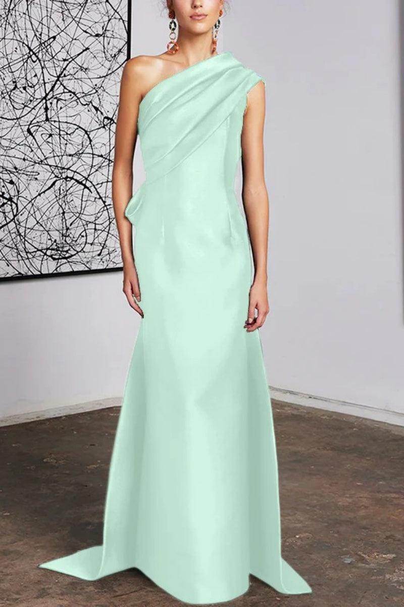 Elegant Sheath Column One Shoulder Mother of the Bride Dress