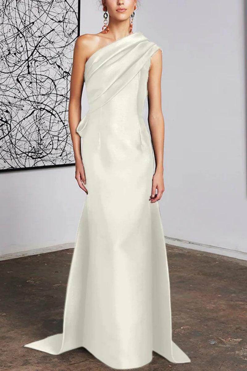 Elegant Sheath Column One Shoulder Mother of the Bride Dress