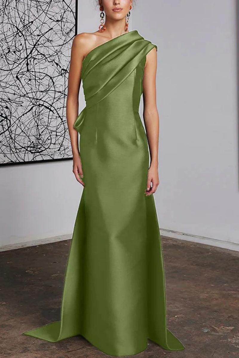 Elegant Sheath Column One Shoulder Mother of the Bride Dress