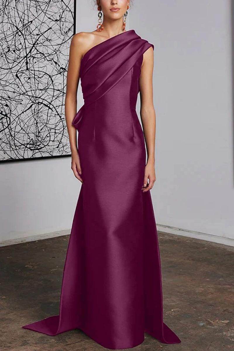 Elegant Sheath Column One Shoulder Mother of the Bride Dress