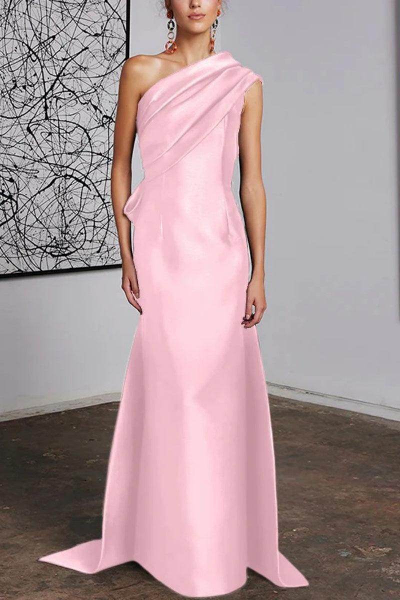 Elegant Sheath Column One Shoulder Mother of the Bride Dress