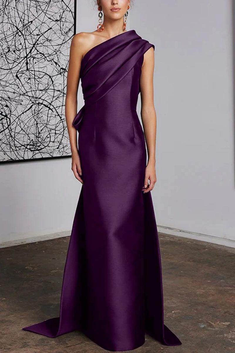 Elegant Sheath Column One Shoulder Mother of the Bride Dress