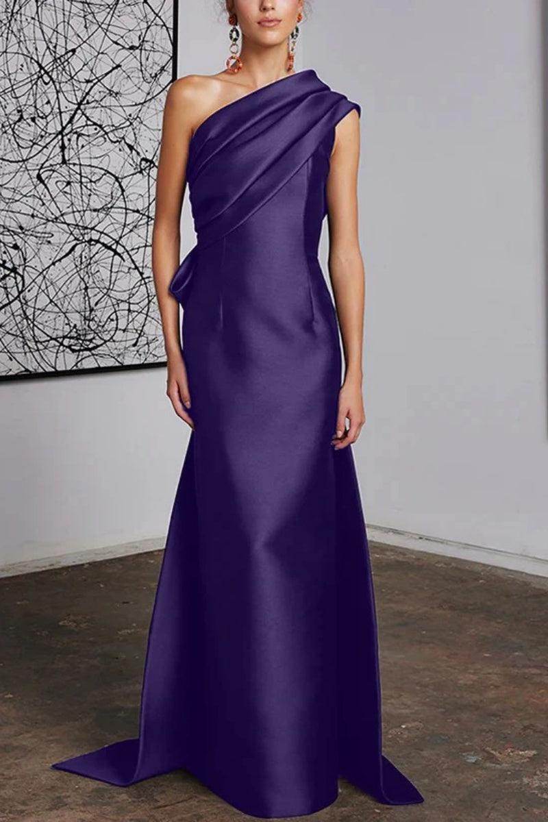 Elegant Sheath Column One Shoulder Mother of the Bride Dress