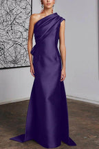 Elegant Sheath Column One Shoulder Mother of the Bride Dress