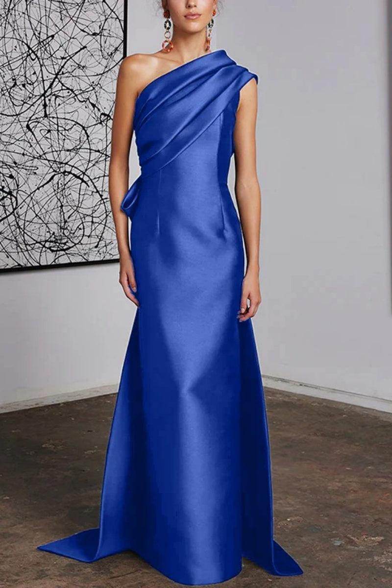 Elegant Sheath Column One Shoulder Mother of the Bride Dress