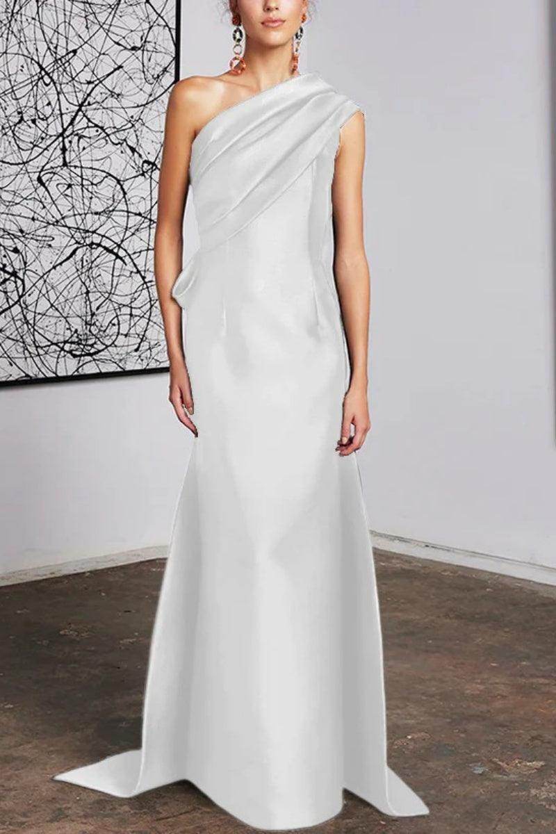 Elegant Sheath Column One Shoulder Mother of the Bride Dress