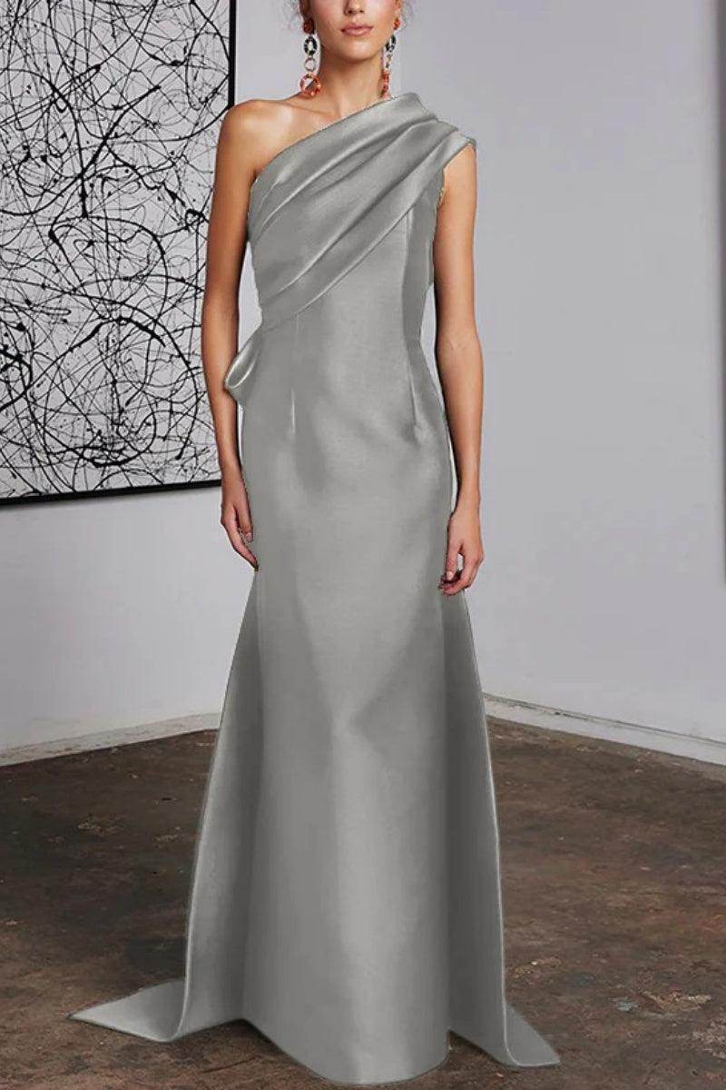 Elegant Sheath Column One Shoulder Mother of the Bride Dress