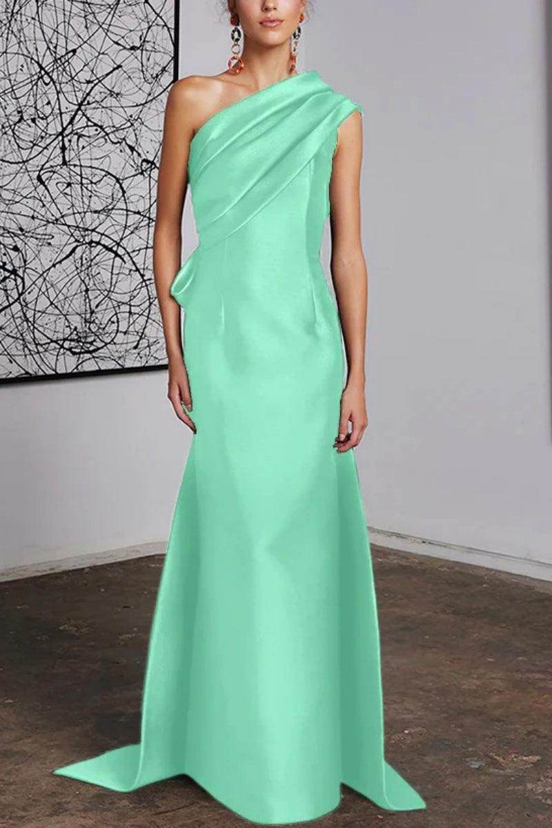 Elegant Sheath Column One Shoulder Mother of the Bride Dress