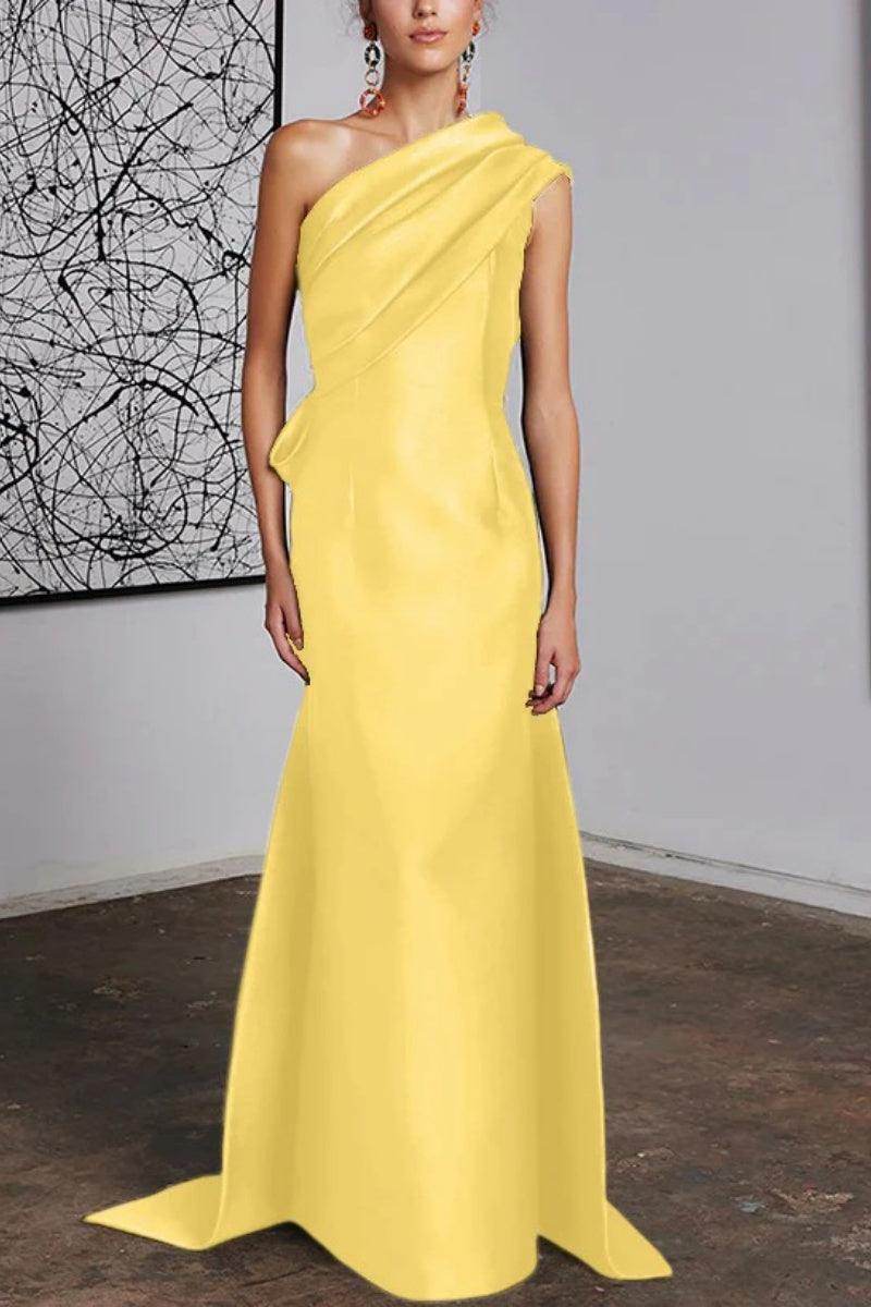 Elegant Sheath Column One Shoulder Mother of the Bride Dress