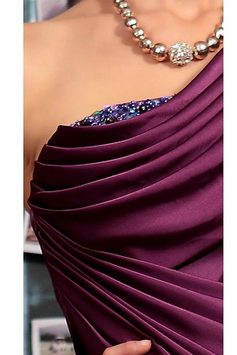 Elegant Sheath One Shoulder Sleeveless Floor Length Mother of the Bride Dress